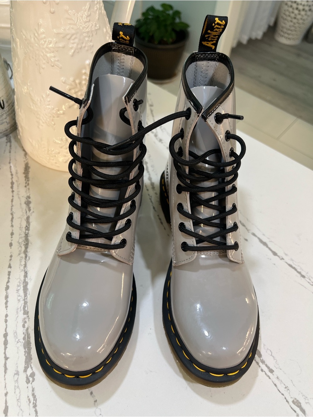 Dr. Martens 1460 Zinc Grey Patent Lamper Boots Sz 10 - Picture 7 of 16